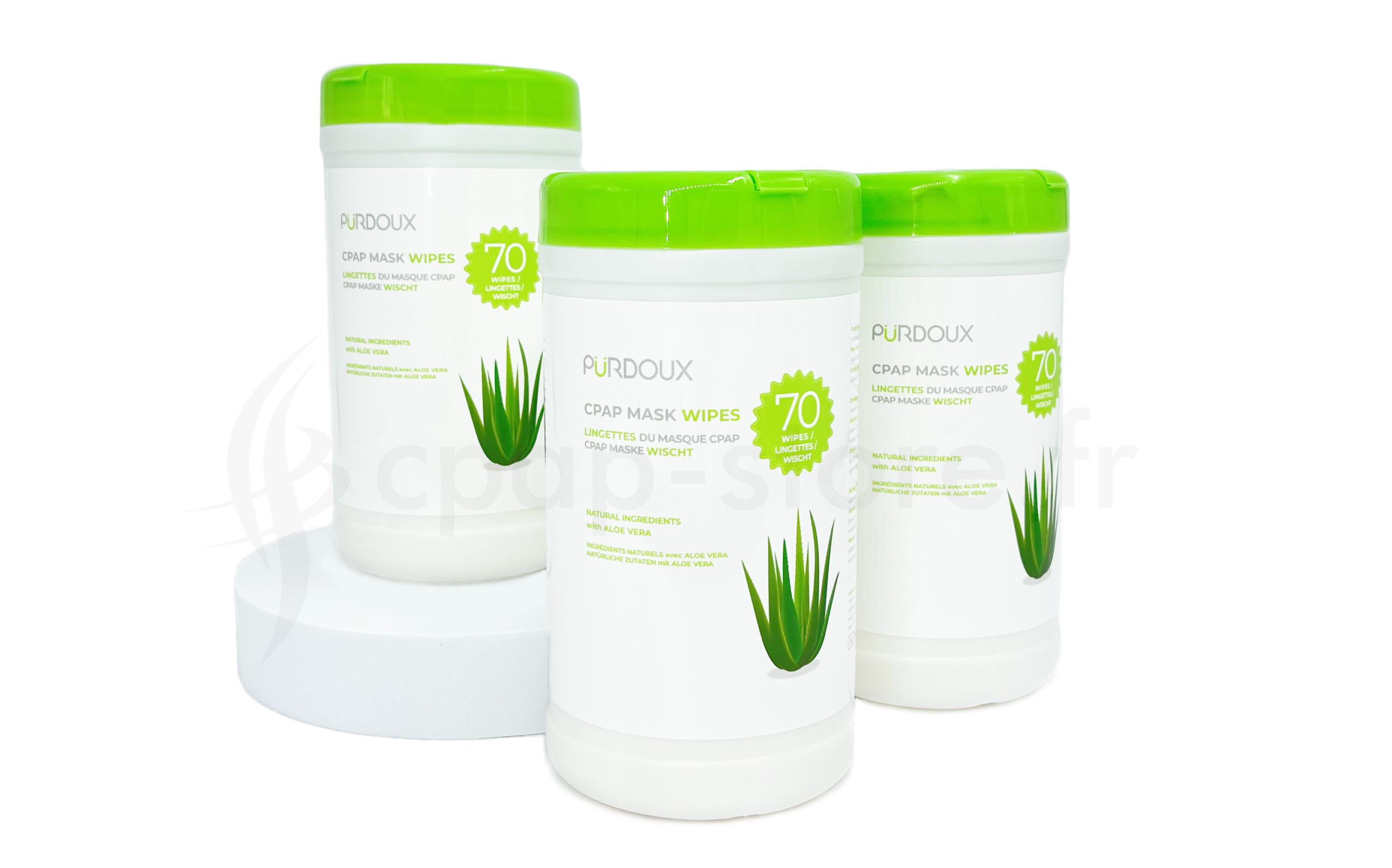 Pack 3 x Boite de lingettes nettoyantes pour masque - Aloe Vera